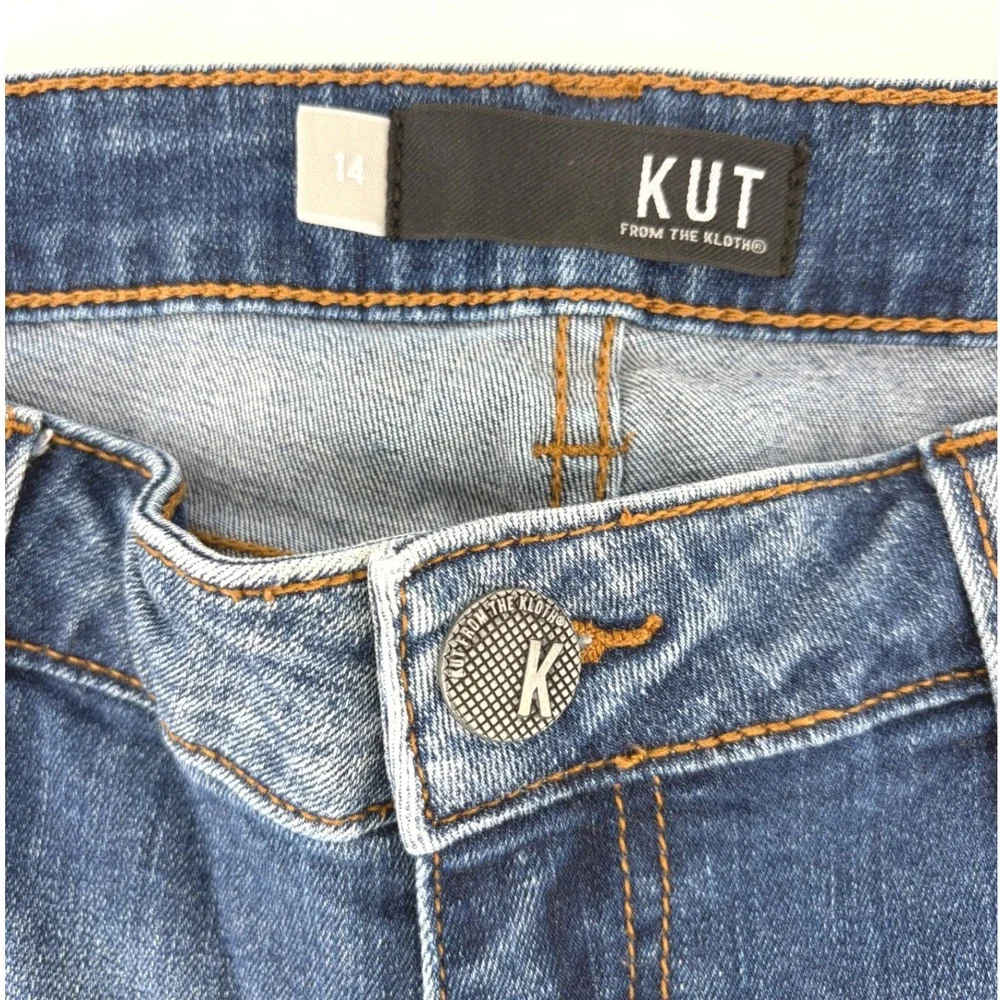 KUT from the Kloth Jeans Size 14 Connie Ankle Skinny Blue Distressed Raw Hem